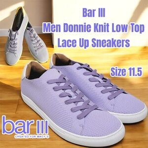 Bar III Men Donnie Knit Lace Up Sneakers Size US 11.5M Lavender Purple Knit